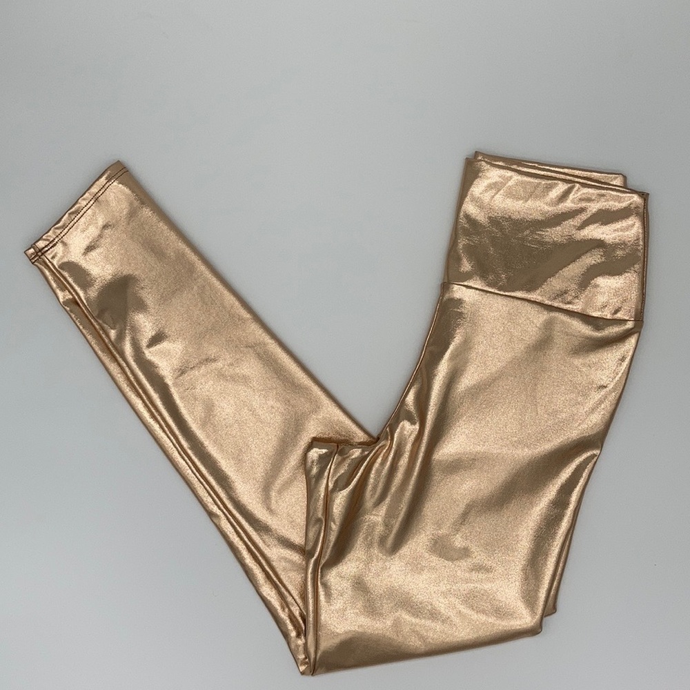 Last Pair 5🌟 rating NWT Gold Liquid Leggings Faux Vegan Leather Small - Picture 8 of 8